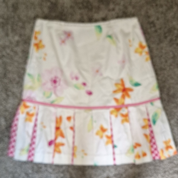 Acorn Lined Pink/White Pleated Mini Skirt Resort Wear-10-Floral Butterflies - Picture 4 of 6